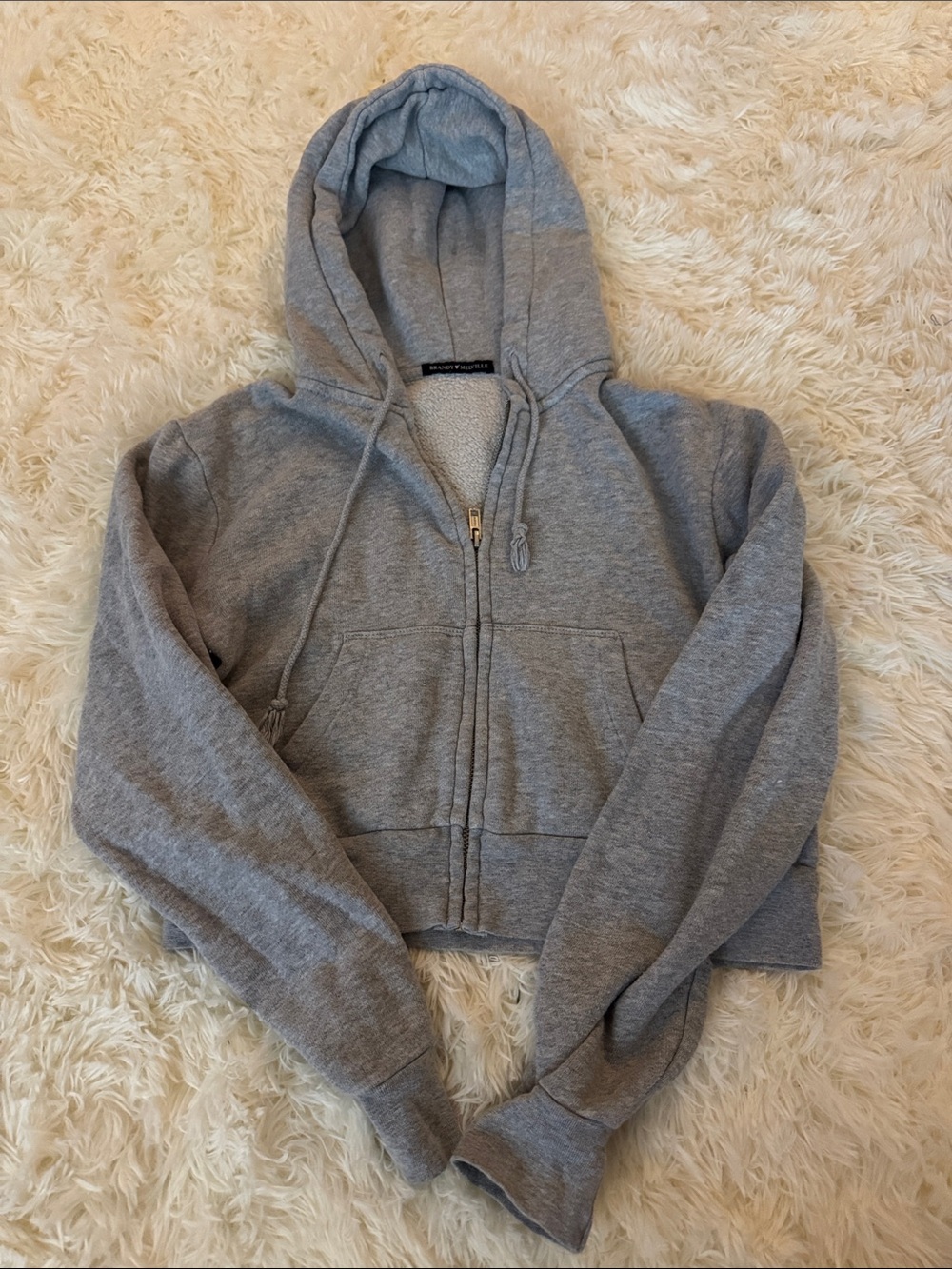 GREY CROPPED BRANDY MELVILLE ZIP UP